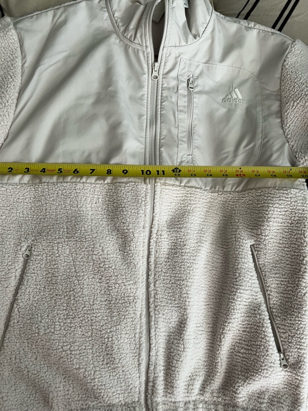 Adidas Light Beige Coze Full-Zip Sherpa Jacket - Picture 5 of 6